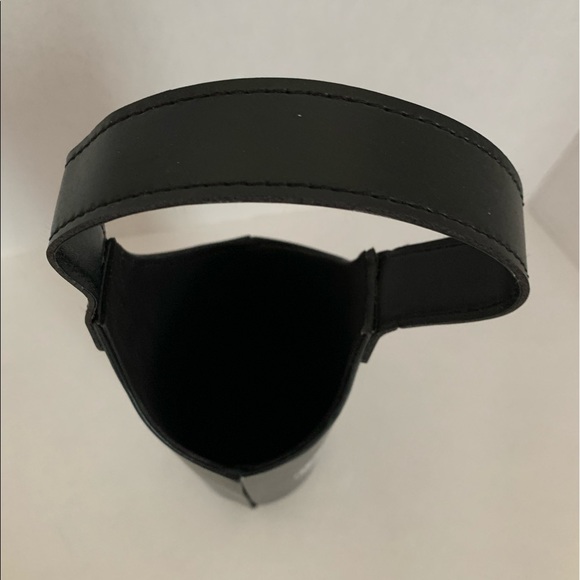 Wine Bottle Tote Gift Neoprene Monogrammed "A" Faux Leather Black White 16” X 4” - Picture 6 of 10